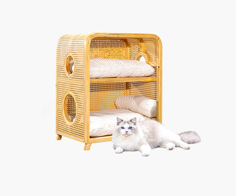 Semi-encosed rattan cat bed