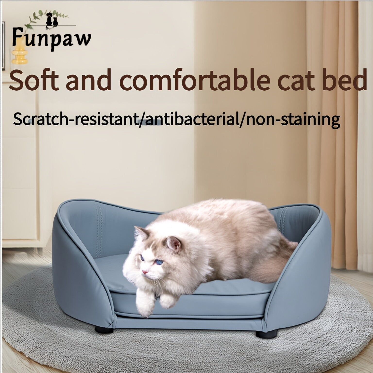 M-shaped blue-gray sofa