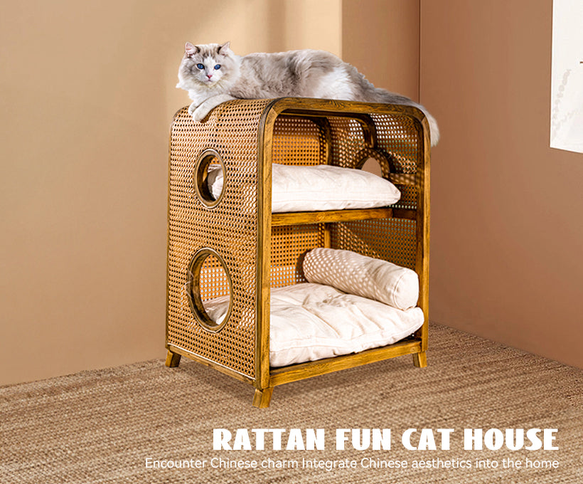 Solid wood cat bed for all seasons