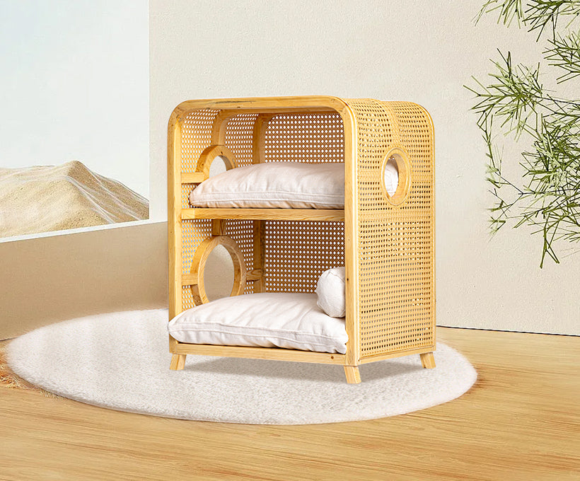 Semi-encosed rattan cat bed