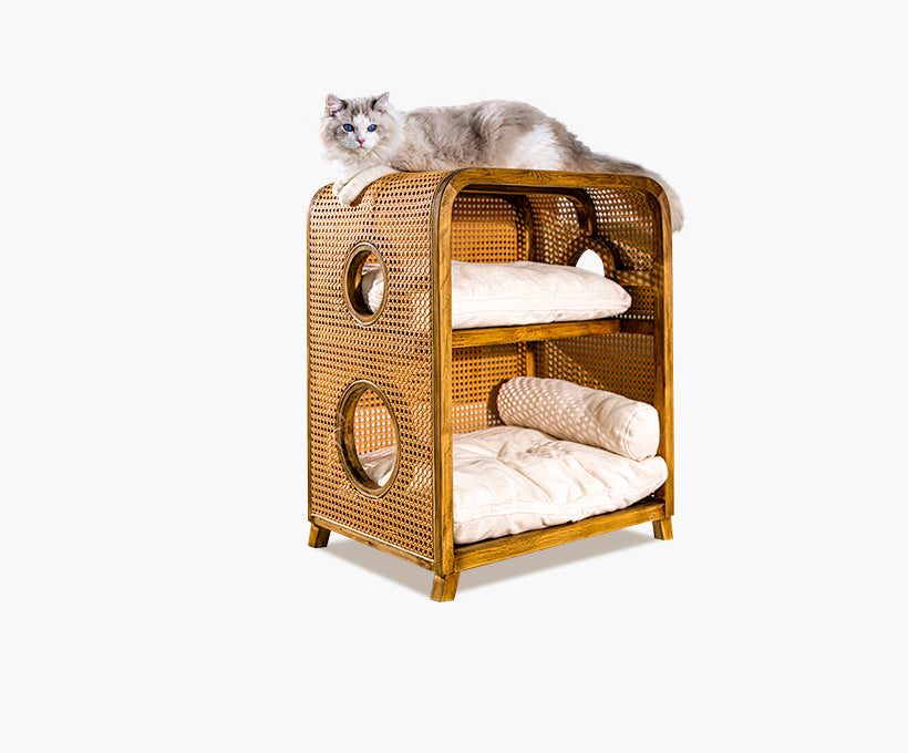 Solid wood cat bed for all seasons