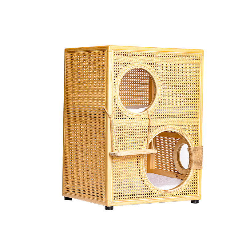 Solid wood double-layer cat bed