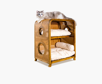 Solid wood cat bed for all seasons